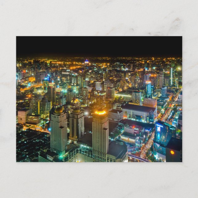 Blick über Bangkok in der Nacht vom Baiyoke Tower  Postkarte (Vorderseite)