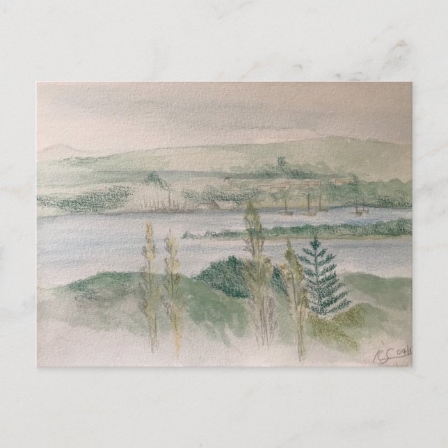 Blick über den Fluss Postkarte (Vorderseite)