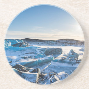 Blick über den zugefrorenen Gletschersee Sandstein Untersetzer