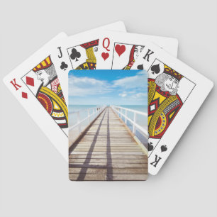 Blick vom Pier über Meer Spielkarten