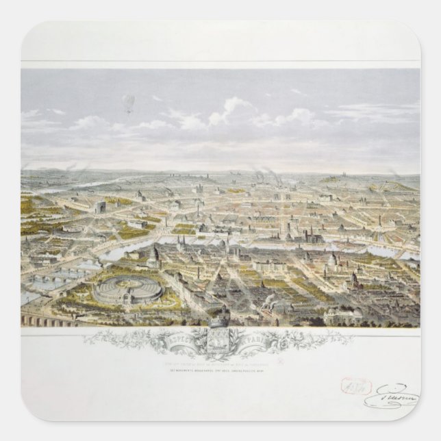 Blick von Bois de Boulogne nach Paris Quadratischer Aufkleber (Vorderseite)