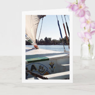 Blick von einem Boot auf den Nil, Luxor, Ägypten Karte