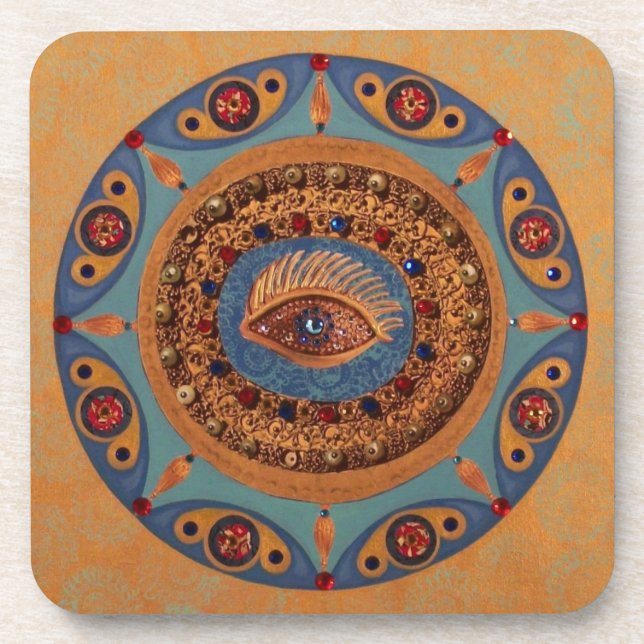 Blicks-Mandala: Viel Glück-Symbol Getränkeuntersetzer (Vorderseite)