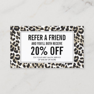 Blickwinkel mit Leopard Print Salon-Referenz Empfehlungskarte