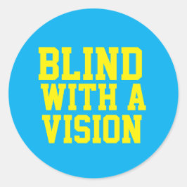 Blind mit einer blauen Vision Runder Aufkleber