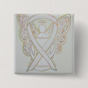 Blindbewusstsein Angel White Ribbon Art Button