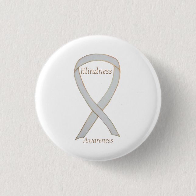 Blindbewusstsein Weißer Band Kunsthandwerk Button (Vorderseite)