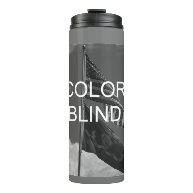 Blinde Graustufen-Flags Thermosbecher (Vorderseite)