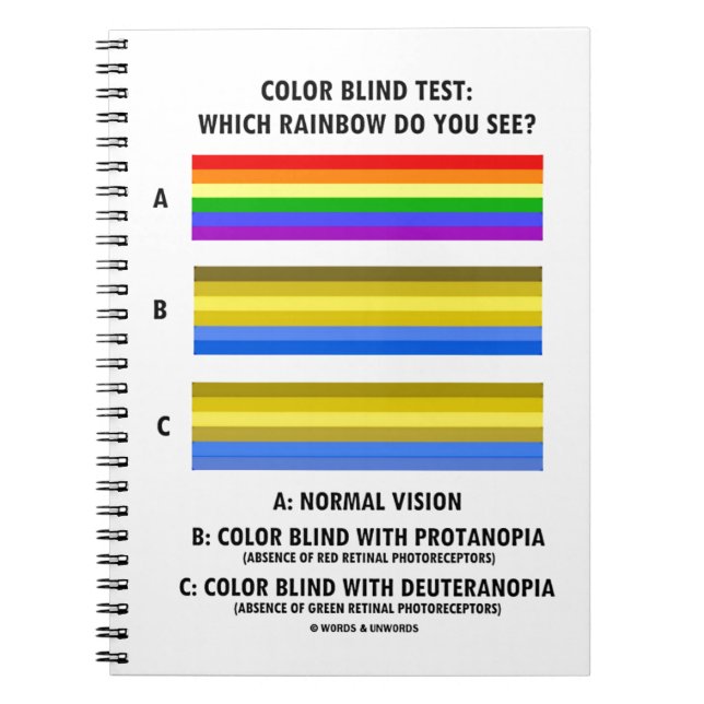 Blinder Farbtest Welche Regenbogen sehen Sie? Notizblock (Vorderseite)