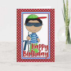Blinder Junge - Happy 7. Geburtstag Karte