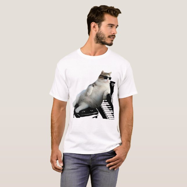 Blinder Katzenpianist T-Shirt (Vorne ganz)