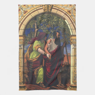 Blinder Tobit und Ehefrau Anna, Vintage Religion Geschirrtuch