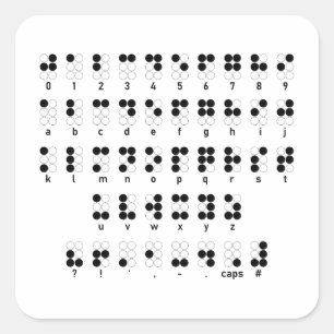 Blindes Buchstabesymbol Blindenschrift-Alphabetes Quadratischer Aufkleber