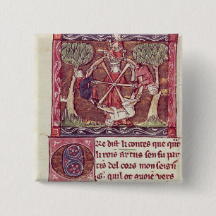 Blindes Göttin Vermögen mit König Arthur Button