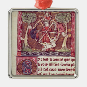 Blindes Göttin Vermögen mit König Arthur Ornament Aus Metall