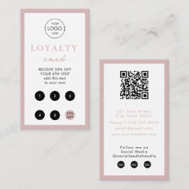 Blindfarbene Rosa-Firmenlogo QR-Loyalität Visitenkarte