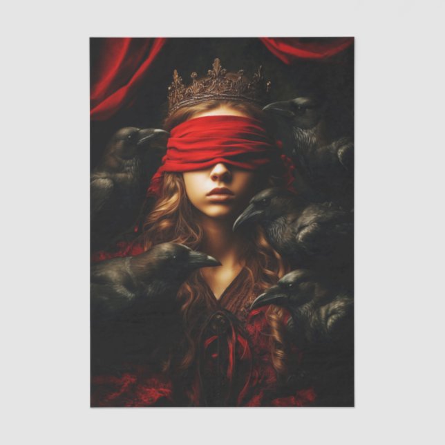 Blindfolded Gothic Queen of Ravens FC5L Decoupage Seidenpapier (Vorderseite)