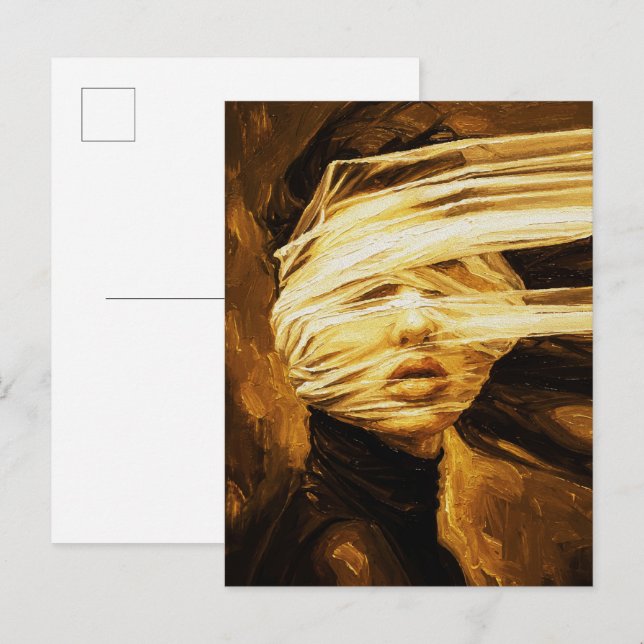 Blindfolded Woman – Surreal Oil Art Postkarte (Vorne/Hinten)