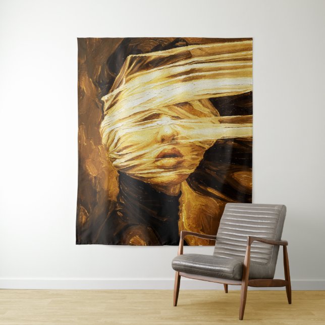 Blindfolded Woman – Surreal Oil Art Wandteppich (Beispiel)