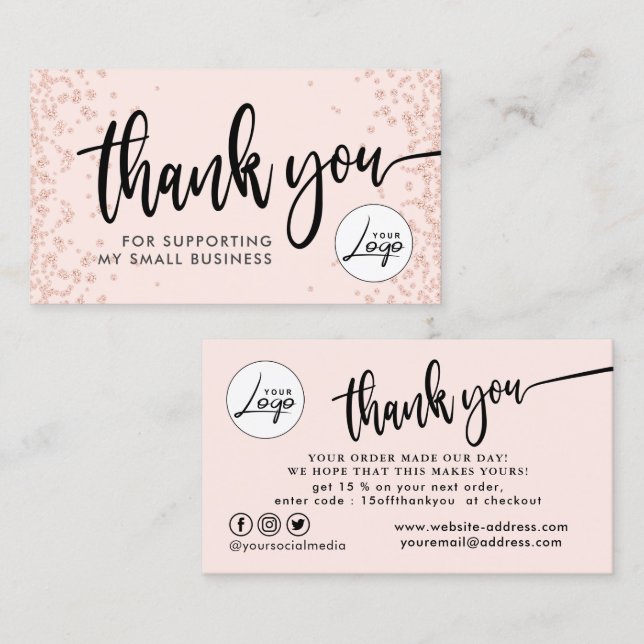 Blindpink Business Order Danke Business Card Visitenkarte (Vorne/Hinten)