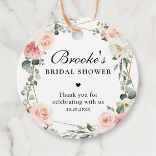 Blindpink Floral Gold Brautparty Vielen Dank Geschenkanhänger