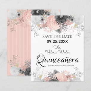 Blindpink Floral Quinceanera Save the Date