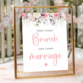 Blindpink Floral Wasserfarbe Bridal Brunch Zeichen Poster