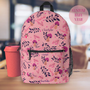 Blindpink Funny Mushrooms Baby Individuelle Name Bedruckter Rucksack