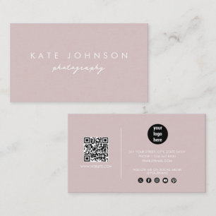 Blindpink Modernes Script QR Code Social Media Visitenkarte