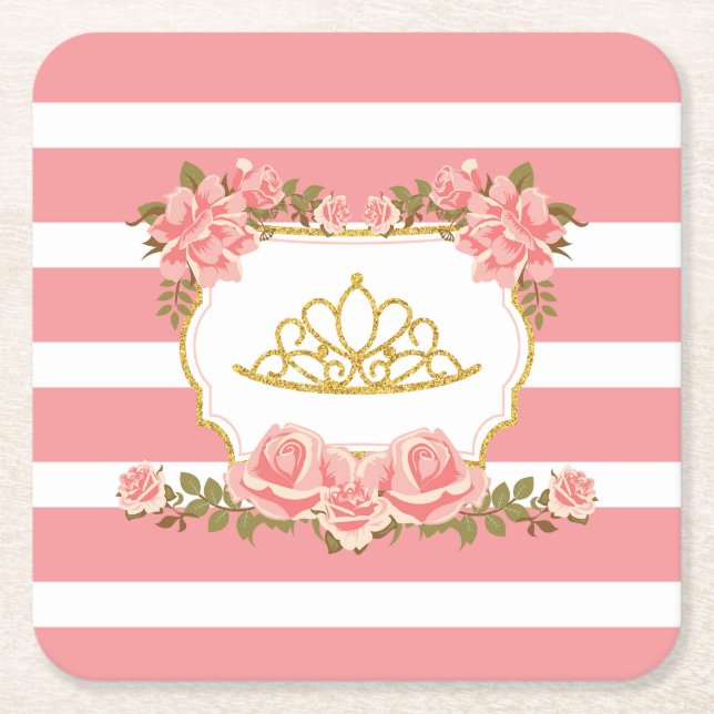 Blindpink-Princess-Party Rechteckiger Pappuntersetzer (Vorderseite)