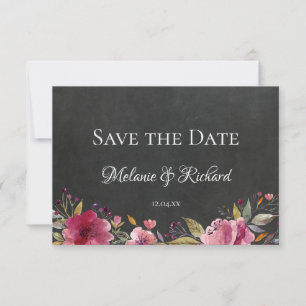 Blindrosa Blumenkhalkartonkarte Save the Date