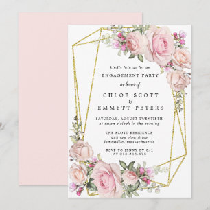 Blindrosa Rosa-Floral Engagement Party Einladung