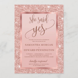 Blinds Rose Gold-Verlobungsparty sagte sie ja Einladung