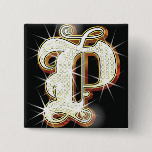 Bling Alphabet P Button