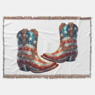 Bling American Flag Cowboy Boots Decke