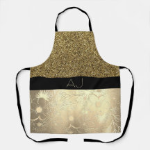 Bling Bling Gold Glitzer und Black Floral Initiale