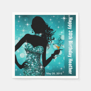Bling Bomben-Schein-Geburtstags-Party aquamarin Serviette