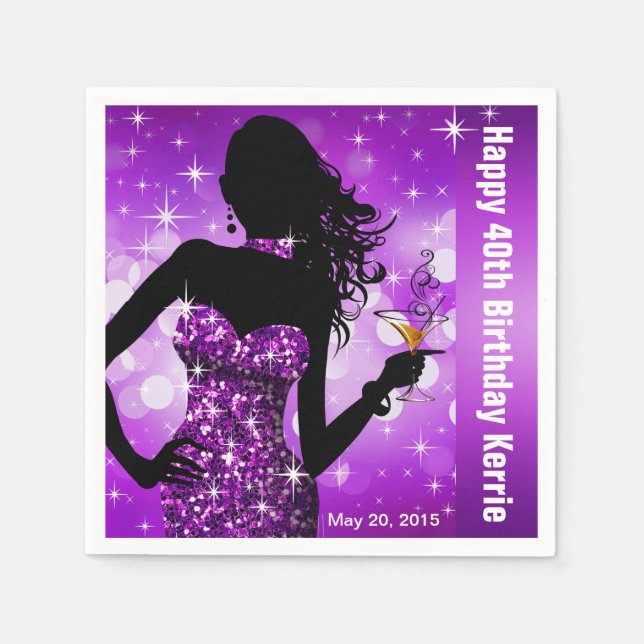 Bling Bombshell Sparkle Birthday Party | LILA Serviette (Vorderseite)