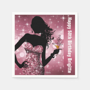 Bling Bombshell Sparkle Birthday Party Mauve Serviette