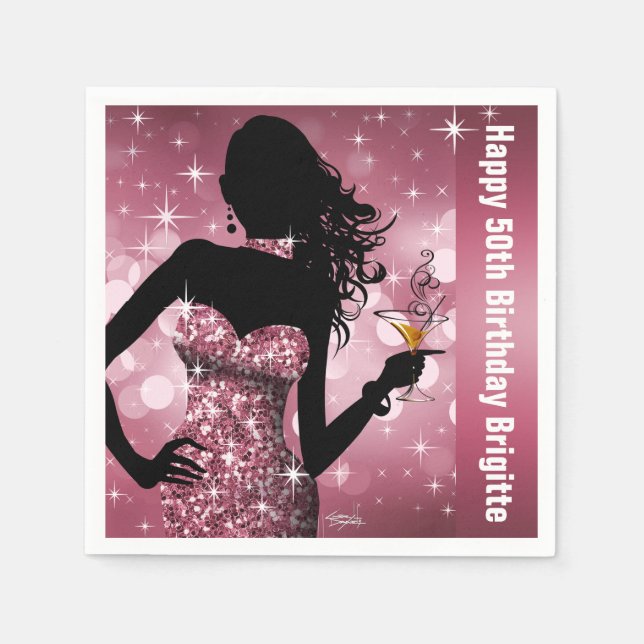 Bling Bombshell Sparkle Birthday Party | Mauve Serviette (Vorderseite)