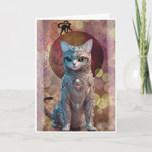 Bling Cat Grußkarte Karte (Vorderseite)