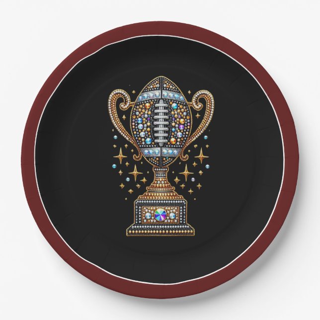 Bling Football Party Big Game Bowl Game Trophy Pappteller (Vorderseite)