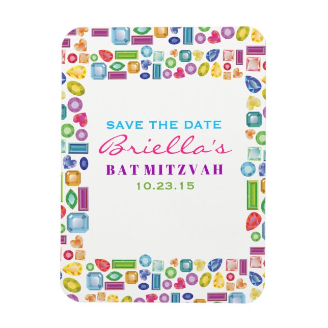 BLING Gemstone Bat Mitzvah Save the Date Magnet (Vertikal)