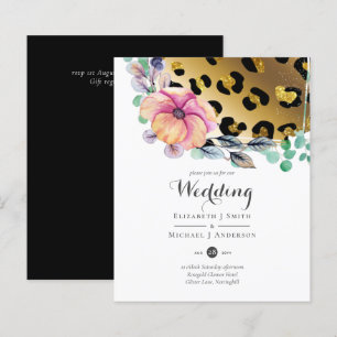 Bling Girly Glam Leopard Print Pink Gold Wedding