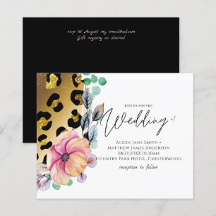Bling Girly Glam Leopard Print Pink Gold Wedding