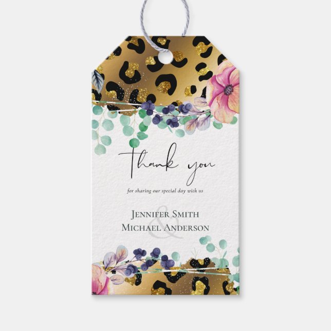 Bling Girly Glam Leopard Print Pink Gold Wedding Geschenkanhänger (Vorderseite)