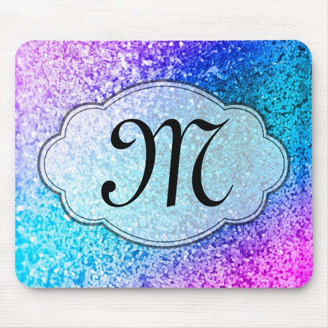 Bling Glitzer Girly Monogram, Initial Mouse Pad Mousepad (Vorne)