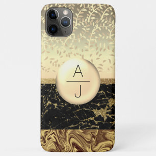 Bling Gold Glitter und schwarze Initialen Case-Mate iPhone Hülle