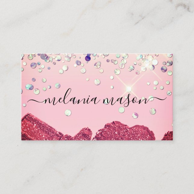 Bling Holographic Glitzer Makeup Artist Beauty Visitenkarte (Vorderseite)