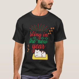 Bling in der Neujahrskatze auf dem Sofa T-Shirt